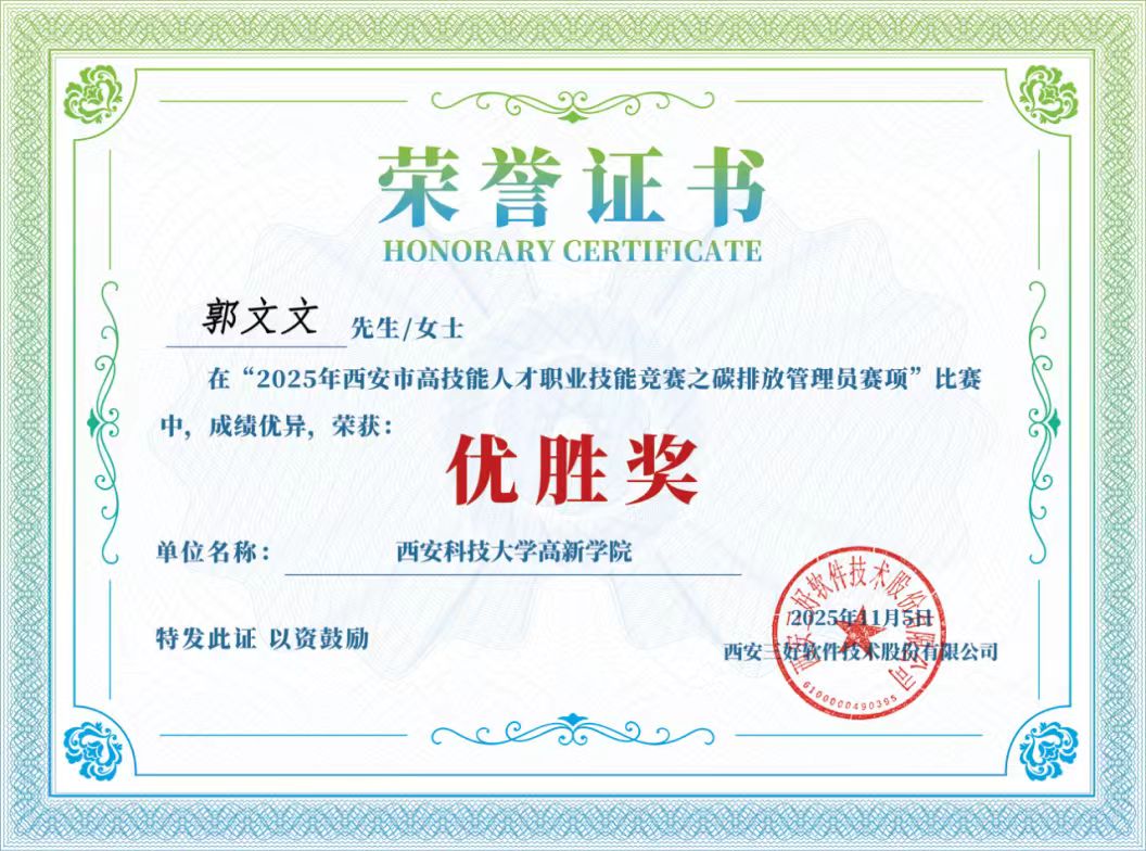 喜报!西安科技大学高新学院在2025年西安市碳排放管理员竞赛中斩获两项优胜奖!”